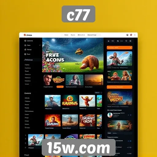 Análise da interface do site de jogos c77